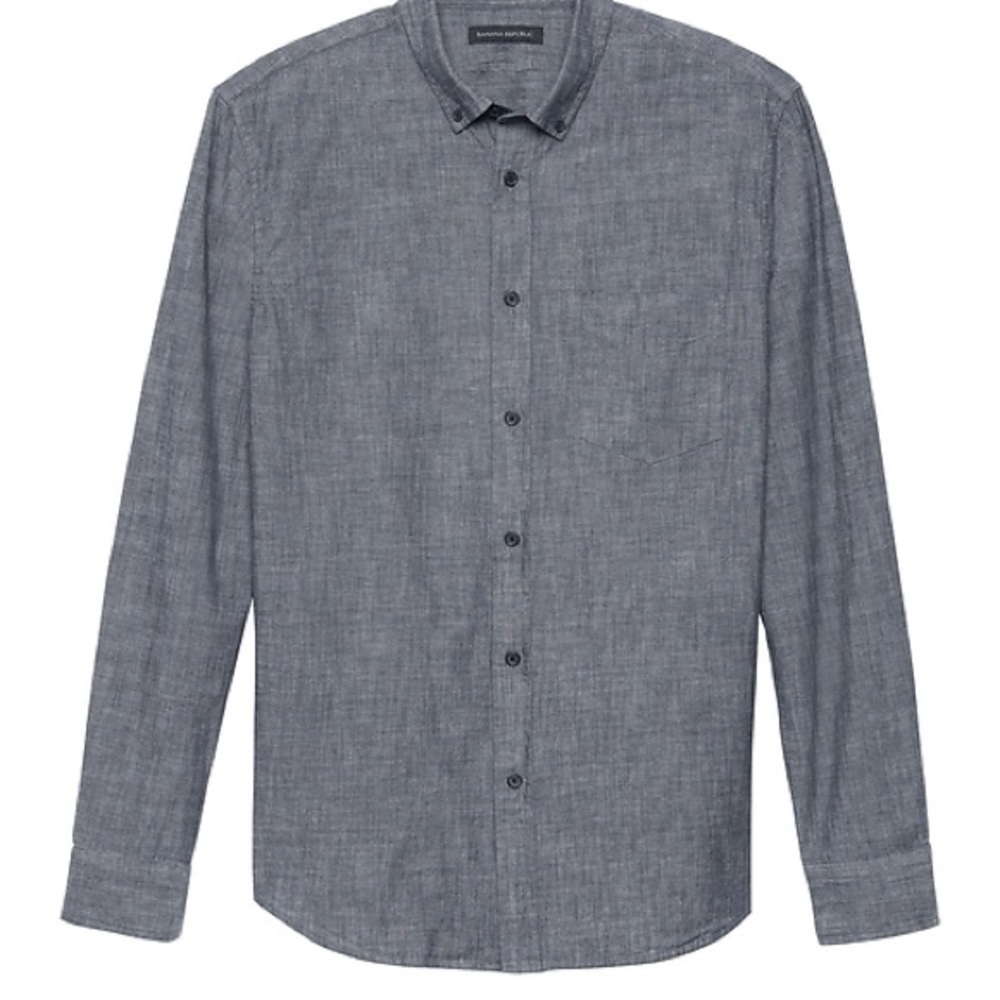 Banana Republic Men's Slate Gray Long-Sleeve Button-Down Shirt